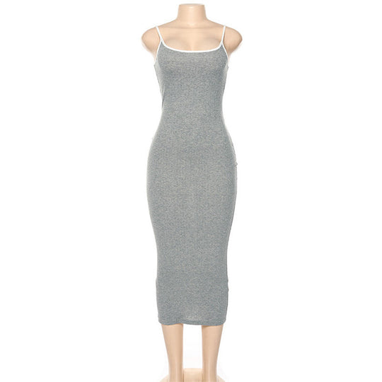 Damen Figurbetontes Maxikleid mit Spaghettiträgern und feinem Stretch R&B