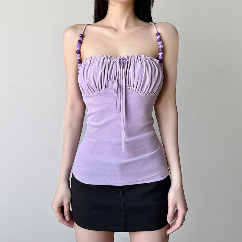 Damen lässiges Top mit raffiniertem Rüschendesign und dekorativen Trägerdetails R&B