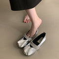 Damen elegante Ballerinas mit dekorativem Riemchen und schimmernder Oberfläche R&B