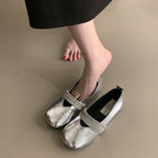 Damen elegante Ballerinas mit dekorativem Riemchen und schimmernder Oberfläche R&B