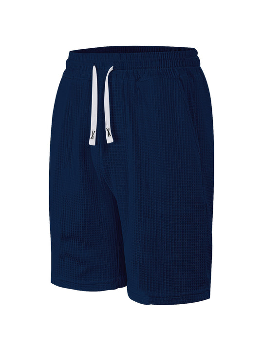 Herren nan atmungsaktive Waffel-Pyjama-Shorts mit elastischem Komfortbund, Tunnelzug und seitlichen Eingrifftaschen R&B