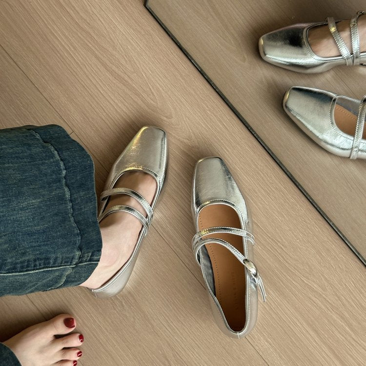 Damen Ballerinas mit modischem Riemchen und eleganter Schnallenverzierung R&B