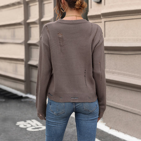 Damen lässiger Strickpullover R&B