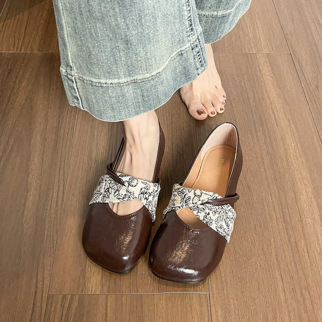 Damen Ballerinas mit elegantem Kreuzriemen und schickem textilem Akzent R&B