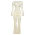 Damen Bequemer Jumpsuit mit langem Arm und Raffung R&B