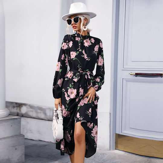 Damen Maxikleid mit floralem Muster und eleganter Rüsche R&B