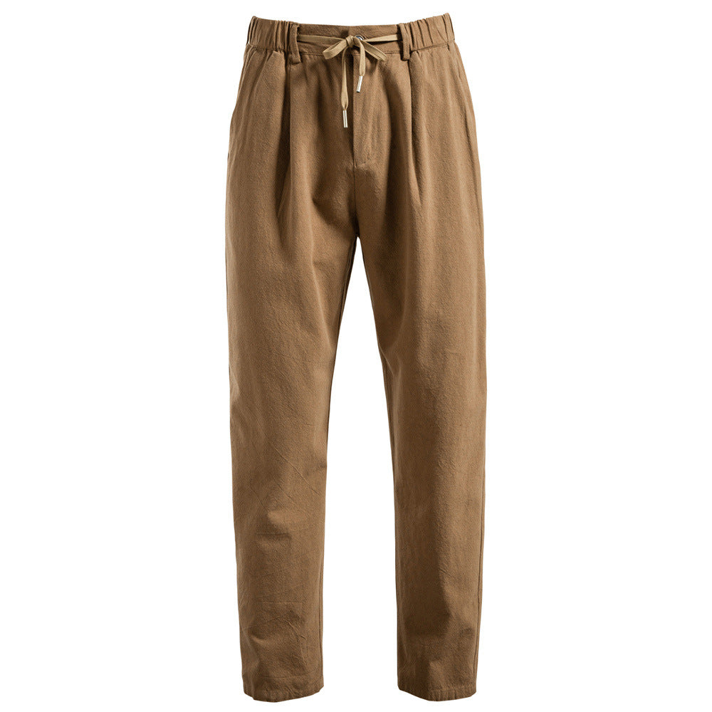 Damen lockere Baumwollhose mit verstellbarem Bund