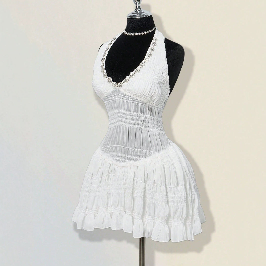 Damen Sommerliches Kleid im romantischen Vintage-Stil mit raffinierten Falten R&B