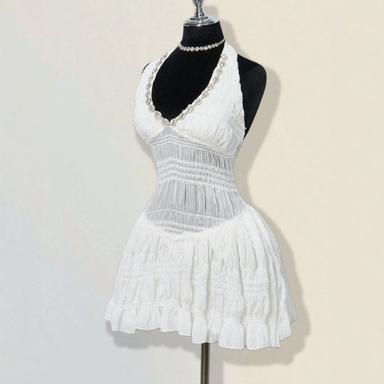 Damen Sommerliches Kleid im romantischen Vintage-Stil mit raffinierten Falten R&B