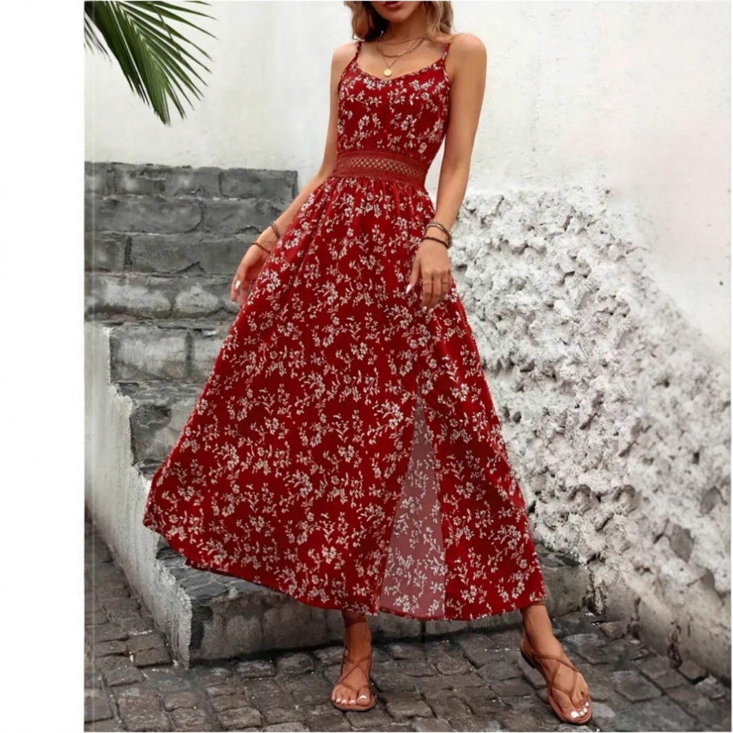 Damen Sommermaxikleid mit floralem Design und raffiniertem Schlitz R&B