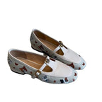 Damen Ballerina-Schuhe mit floralem Muster und dekorativem Riemchen R&B