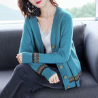 Damen Strickjacke mit kunstvollen Stickdetails und Knopfverschluss R&B