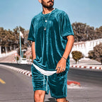 Herren Lässiges Velours Freizeit-Set mit stylischem Schnitt