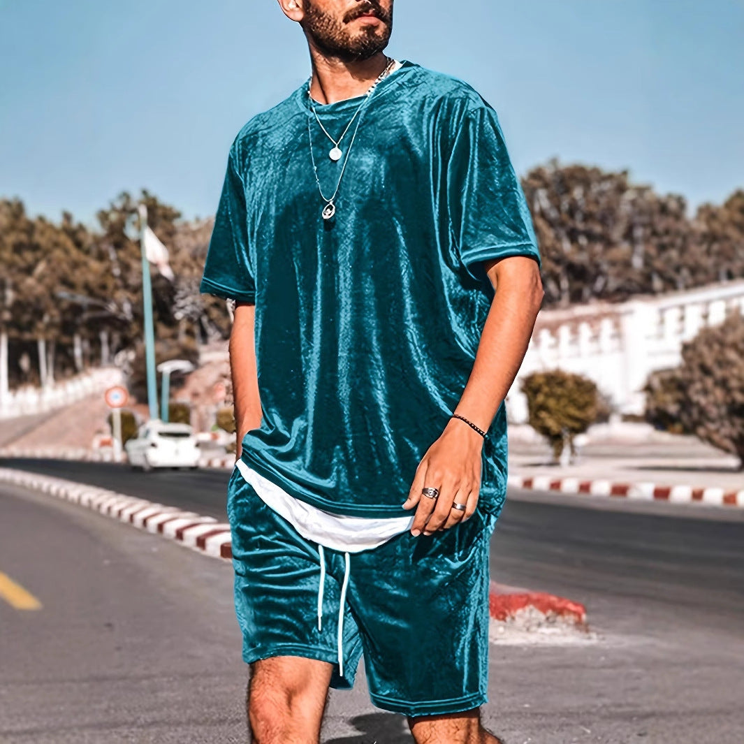 Herren Lässiges Velours Freizeit-Set mit stylischem Schnitt