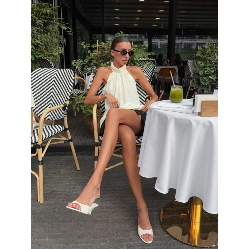 Damen Elegantes Spitzen-Haltertop mit Rüschendetails R&B