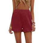 Damen Shorts mit Rüschendetails und Elastischem Bund R&B