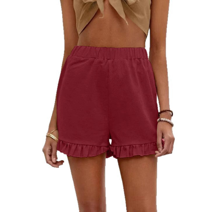 Damen Shorts mit Rüschendetails und Elastischem Bund R&B