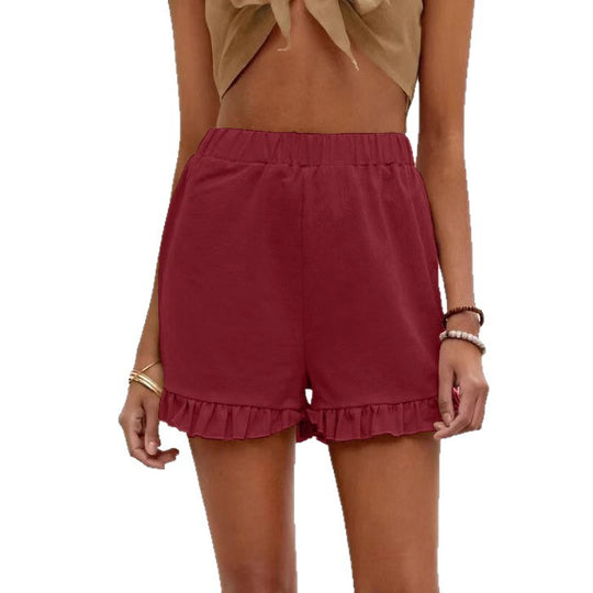 Damen Shorts mit Rüschendetails und Elastischem Bund R&B