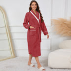 Damen Kuscheliger Bademantel mit Hohen Taschen und Gürtel R&B