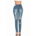 Damen High-Waist Skinny-Jeans mit Fransen und modischen Rissen