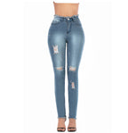 Damen High-Waist Skinny-Jeans mit Fransen und modischen Rissen