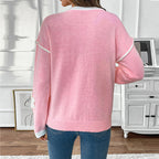 Damen V-Ausschnitt Pullover mit Blumen-Design R&B