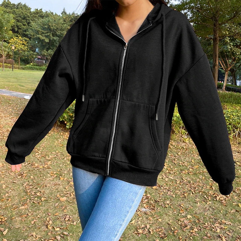Damen Freizeit Übergroße Zip-Up Hoodie R&B