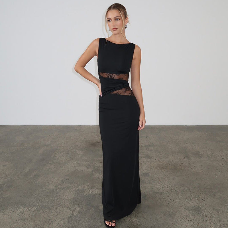 Damen Elegantes langes Kleid mit raffinierten Spitzendetails R&B