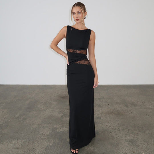 Damen Elegantes langes Kleid mit raffinierten Spitzendetails R&B