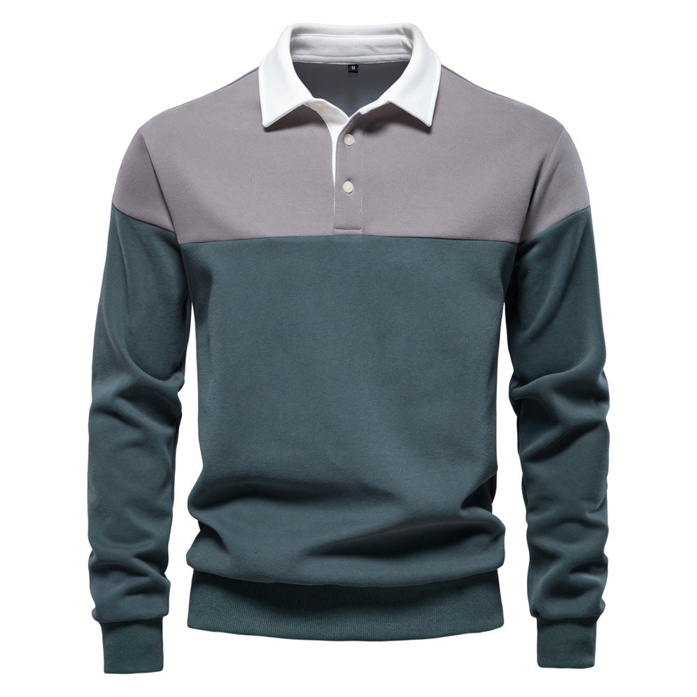 Herren Langarm Poloshirt mit modernen Farbapplikationen und hochwertigem Stoff