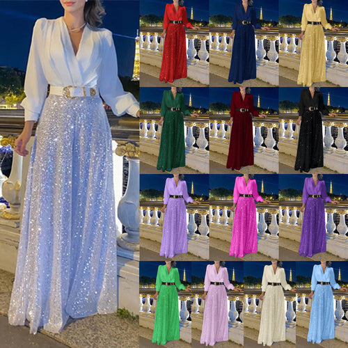 Damen Funkelndes Abendkleid mit elegantem Oberteil und glitzerndem Rock R&B