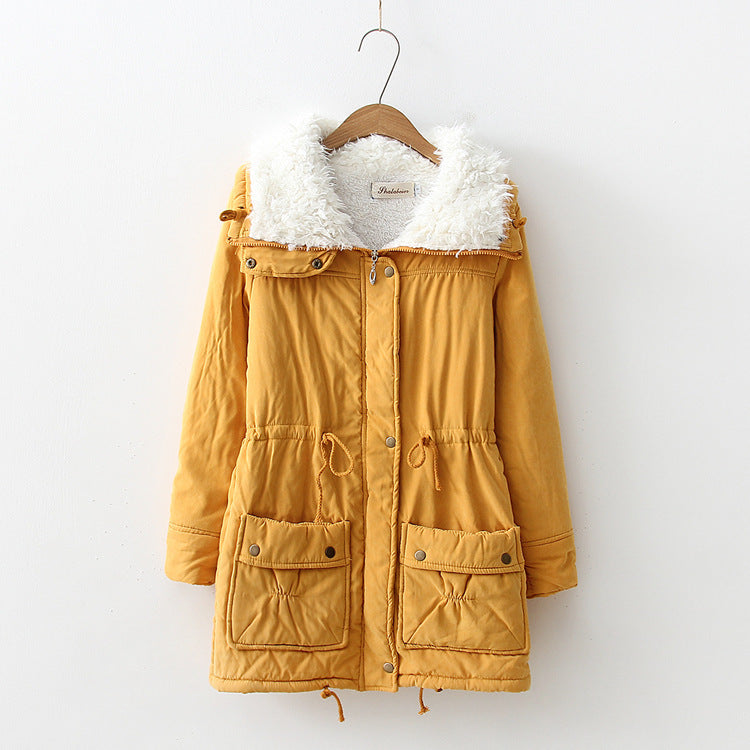 Damen gerade geschnittene Winterjacke mit kunstfellbesetztem Kragen und praktischen Taschen R&B