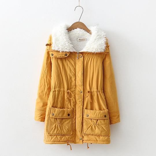 Damen gerade geschnittene Winterjacke mit kunstfellbesetztem Kragen und praktischen Taschen R&B
