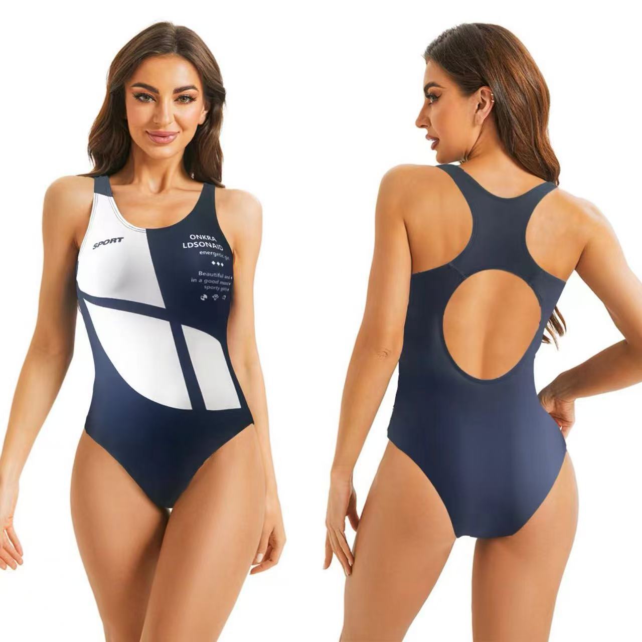 Damen Sportlicher Schwimmanzug mit dynamischen Designelementen R&B