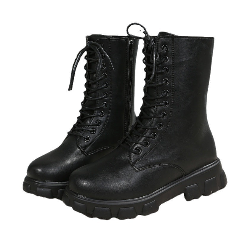 Damen Schnürboots mit robustem Plateau und seitlichem Reißverschluss R&B