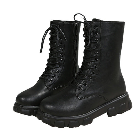 Damen Schnürboots mit robustem Plateau und seitlichem Reißverschluss R&B