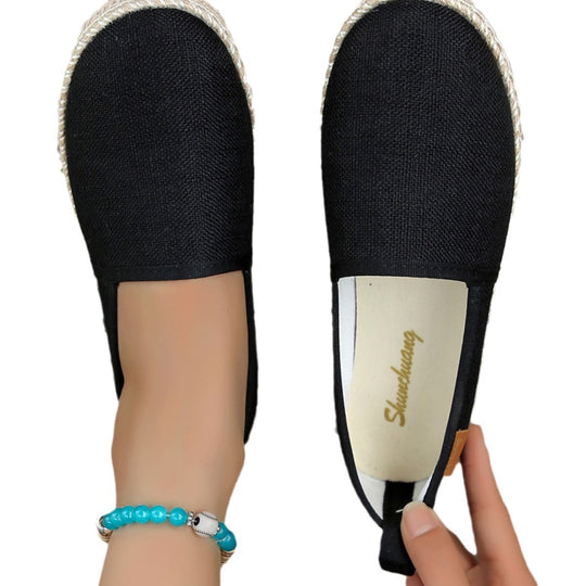 Damen bequeme Slip-Ons mit jute Details R&B