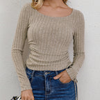 Damen Langarmshirt mit geripptem Design und schmeichelndem Schnitt R&B