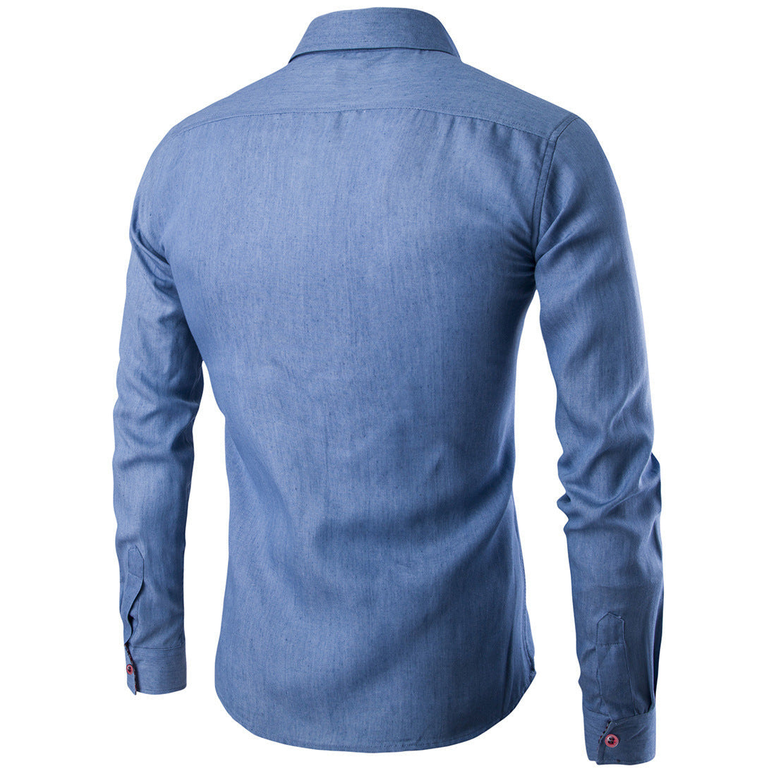 Herren Denim Langarmhemd mit kontrastierenden Knöpfen und Brusttasche R&B