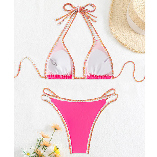 Damen Triangel-Bikini mit dekorativen Bändern R&B