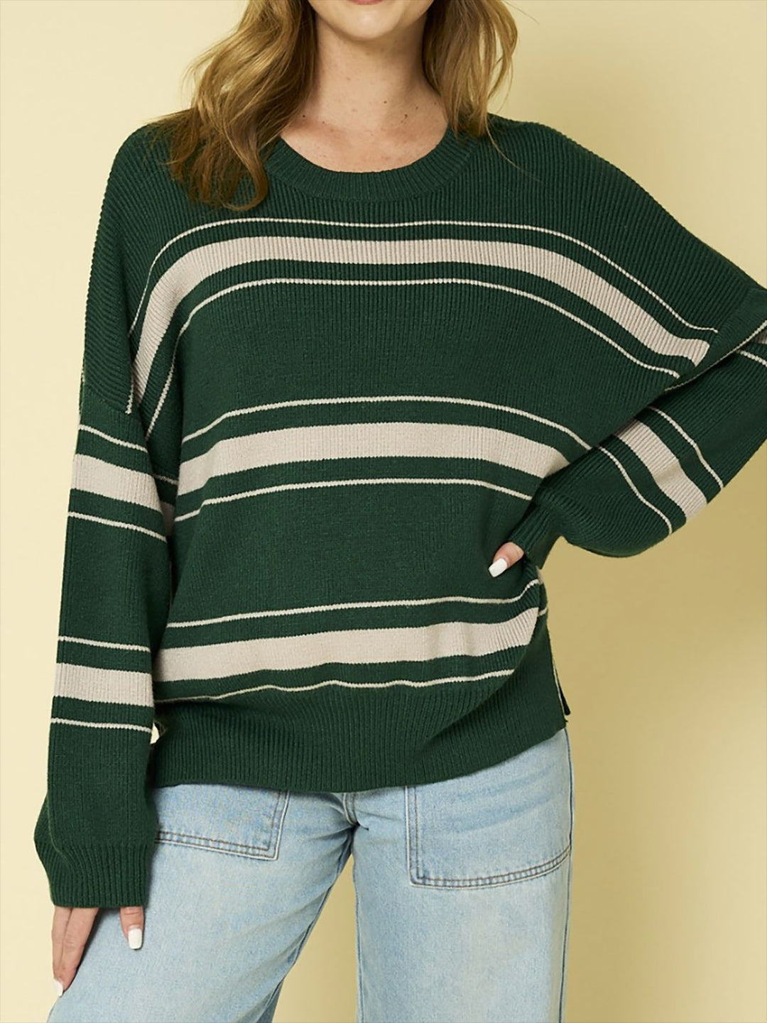 Damen lässiger Pullover mit modernen Streifen R&B