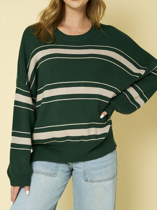 Damen lässiger Pullover mit modernen Streifen R&B