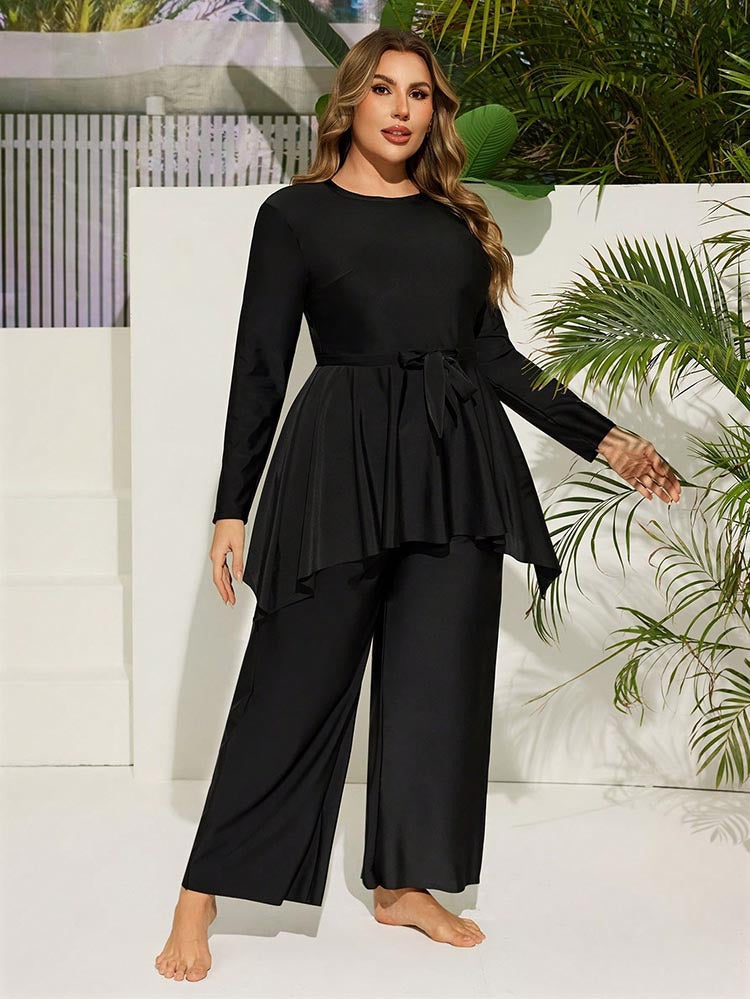 Damen eleganter Two-Piece Jumpsuit mit Wickel-Design R&B