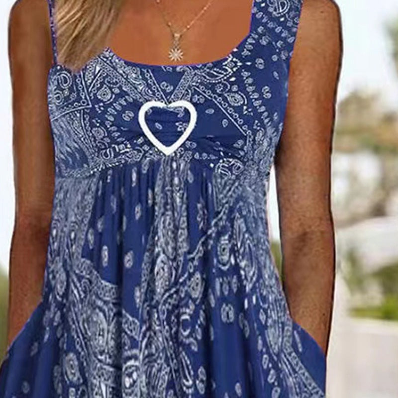 Damen Sommerliches Maxikleid mit elegantem Bandana-Muster und praktischen Taschen R&B