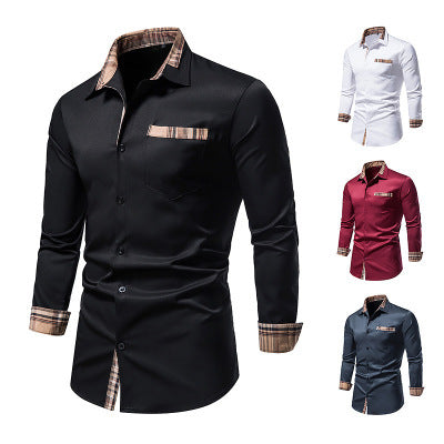 Herren Langärmliges Hemd mit modernem Karokragen und Brusttasche R&B