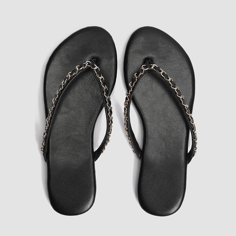 Damen Zehentrenner-Sandalen mit glamourösem Kettendetail R&B