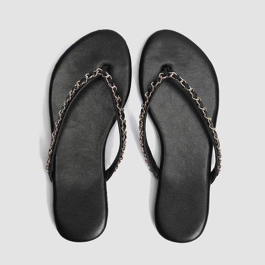 Damen Zehentrenner-Sandalen mit glamourösem Kettendetail R&B