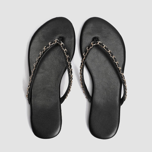 Damen Zehentrenner-Sandalen mit glamourösem Kettendetail R&B