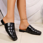 Damen Mules mit glänzender Metallic-Oberfläche und stilvollem Riemendesign R&B