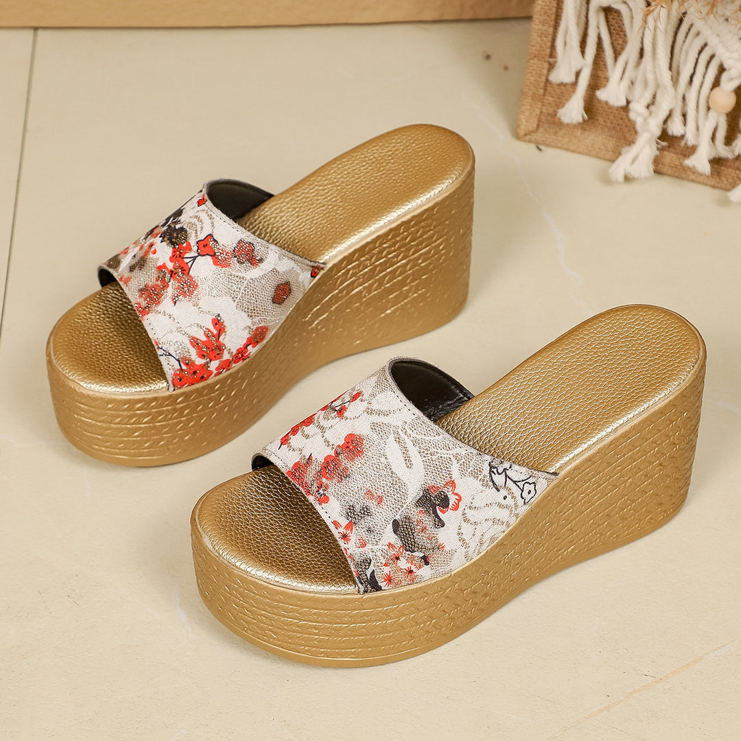 Damen Wedge-Pantoletten mit modischem Floral-Design R&B